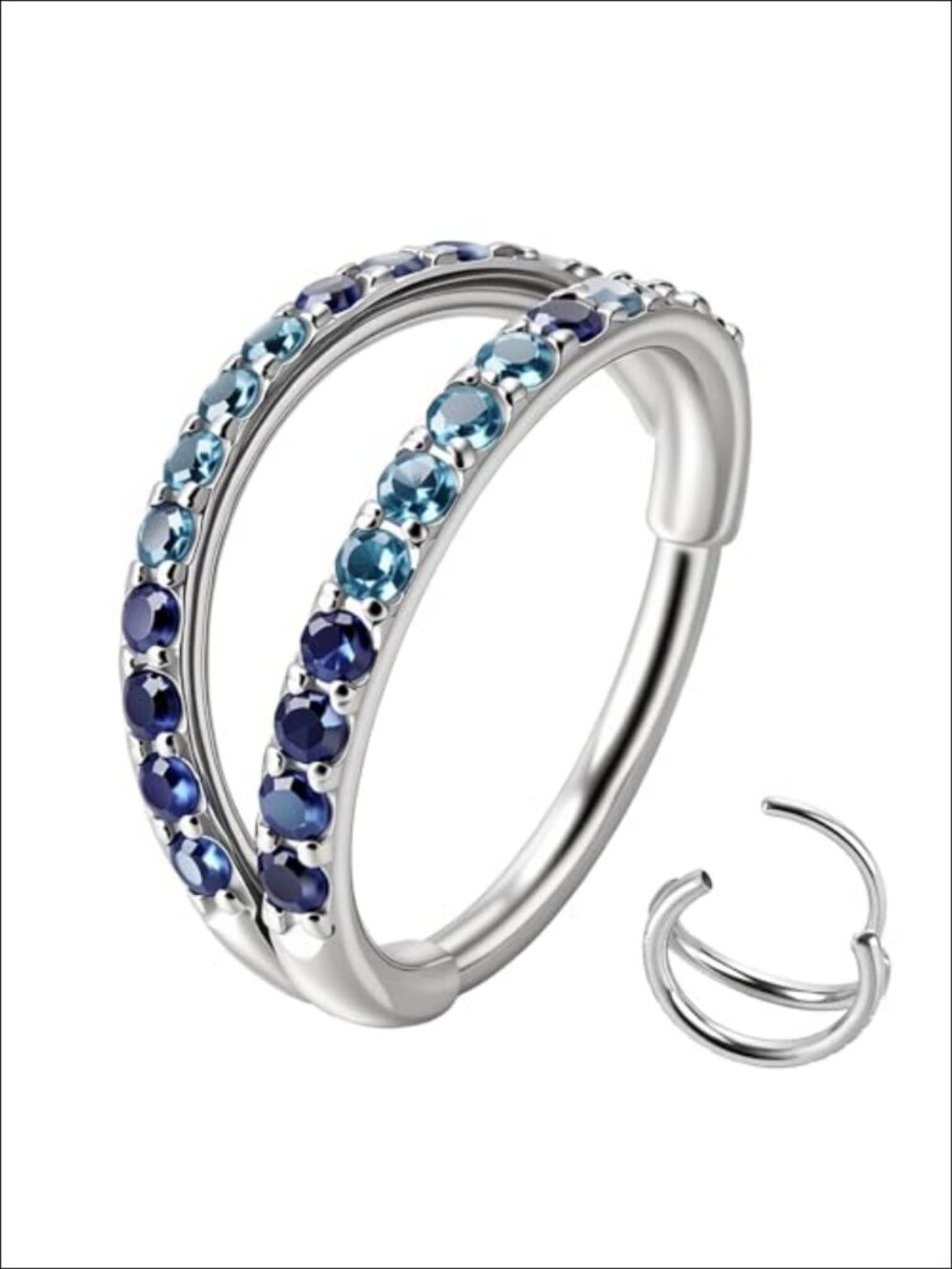 20G Stainless Steel CZ Hinged Nose Ring Hoop Cartilage Septum Clicker